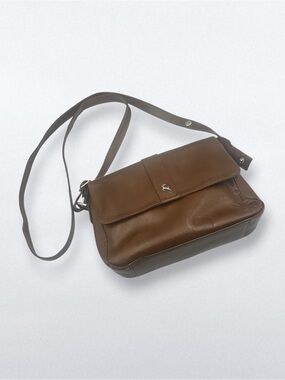 Ashwood Brown Genuine Leather Flap Crossbody Bag Stag Deer Logo